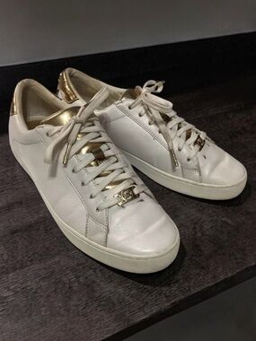 MICHAEL Michael Kors White and Gold Athletic Shoes